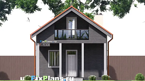 Проект дома с мансардой 7х7 м S68м2 F-15308