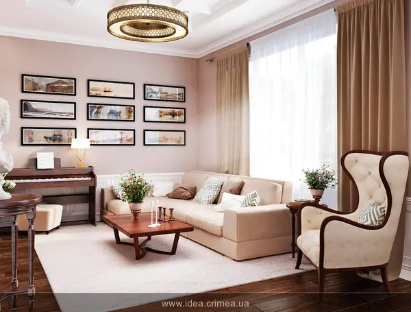 Neoclassical living room interior