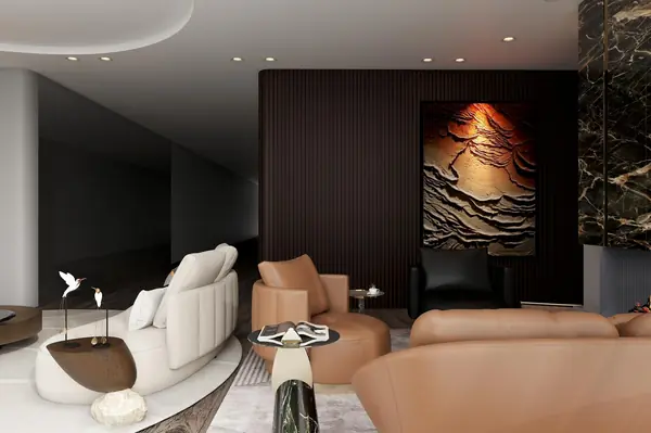 Гостиная загородного дома в Итальянском проектировании