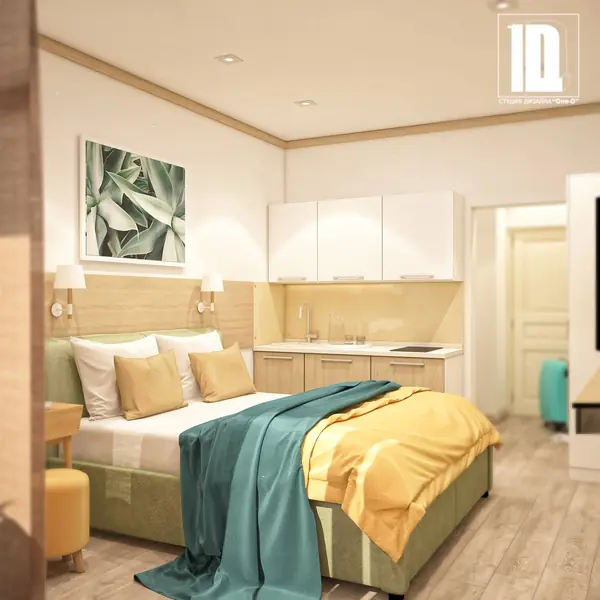 Спальня, кухонная зона