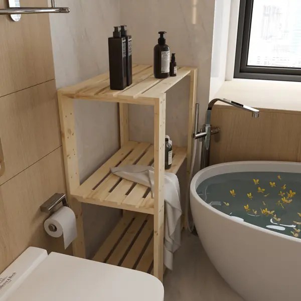 Стеллаж деревянный  БОР 1 в ванной