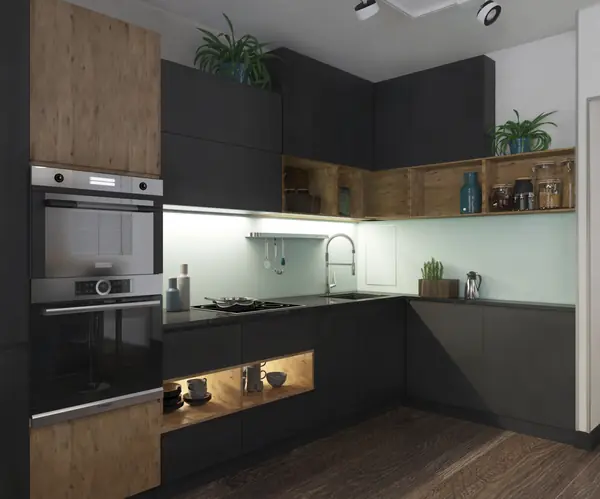 Минималистичный дизайн интерьера однокомнатной квартиры: кухня-гостиная