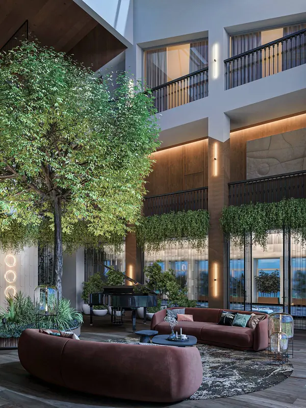 Интерьер гостиной со вторым светом