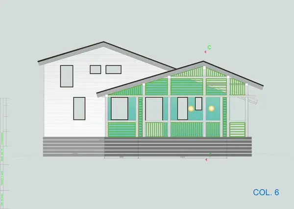 Дом с верандой каркасный 86м2