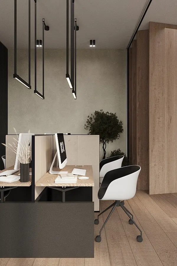 Природная органика для Кати Гордон: интерьер офиса в стиле ваби-саби