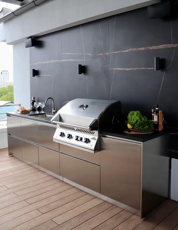 Зона барбекю на открытой террасе на крыше в Москве