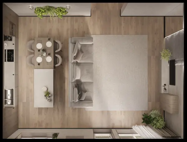 Современный дизайн кухни-гостиной