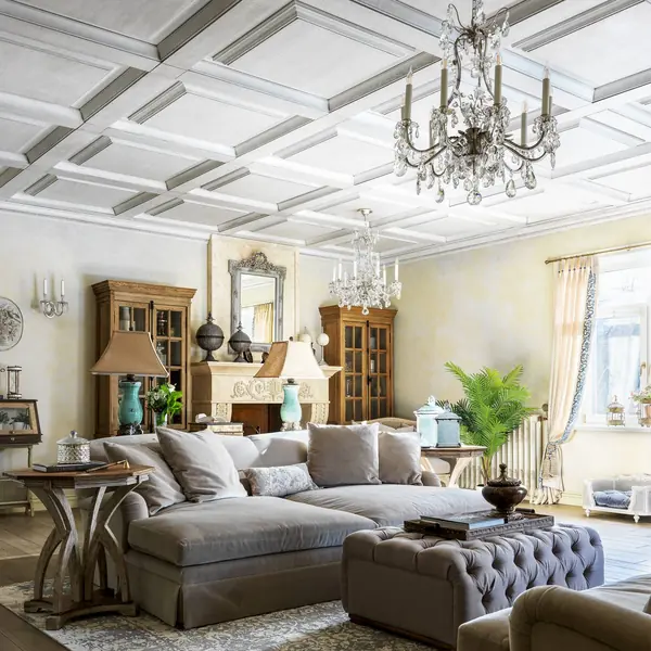 Дизайн гостиной в загородном доме