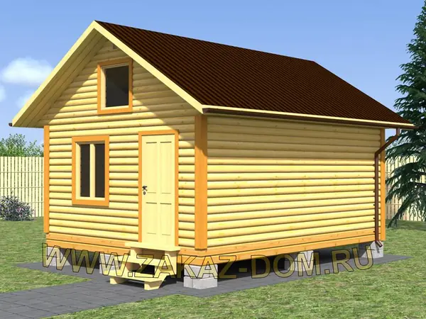 Проект одноэтажной бани из бруса (4.5х6 м) : Б-101