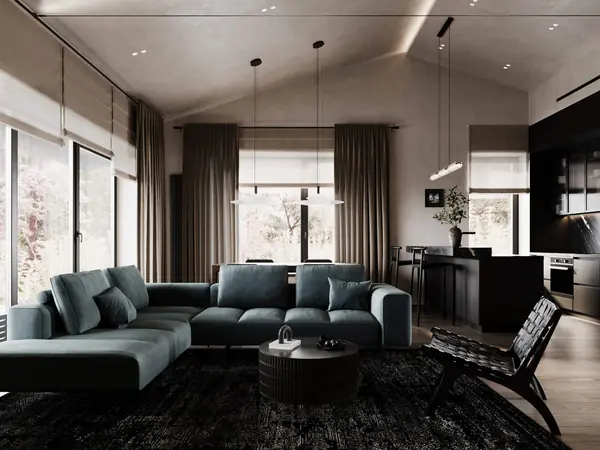 Суровый уют | Дизайн одноэтажного дома в Балашихе