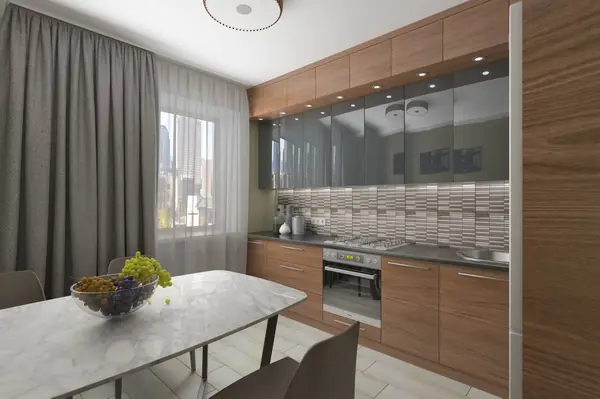 Кухня в серо-оливковых тонах