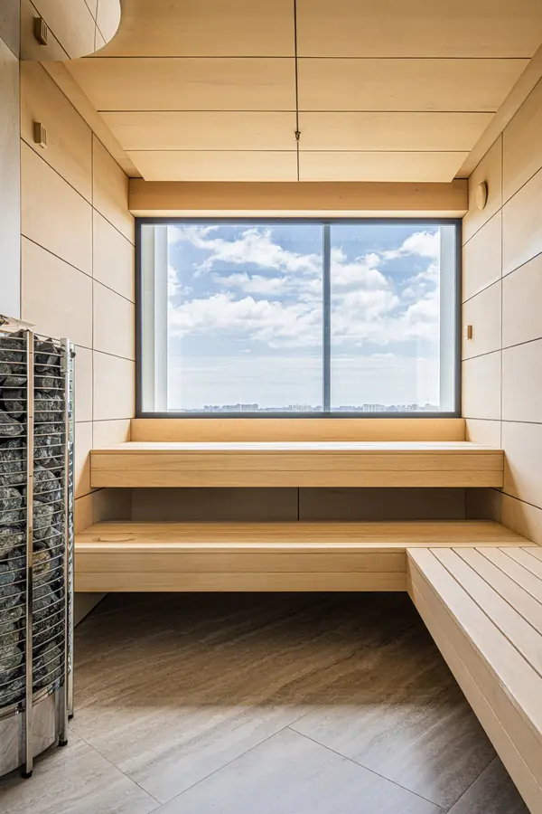 Сауна с большим окном