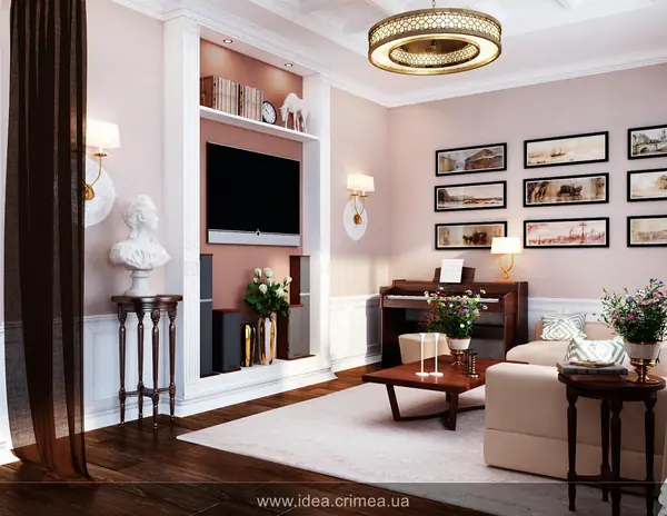 Three styles for living room interior design