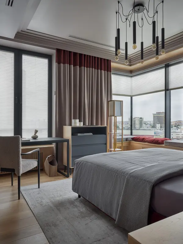 Современный интерьер с фиолетовыми акцентами