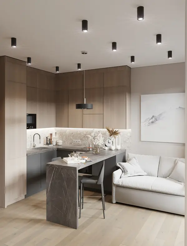 Современный интерьер для молодой семьи в квартире 36 м²