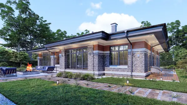 Проект одноэтажного дома в стиле Райта