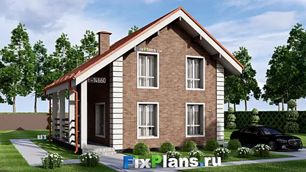 Проект дома с мансардой 9х9 м S104м2 F-14660