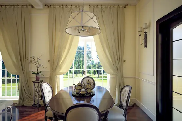 Dining room with fireplace