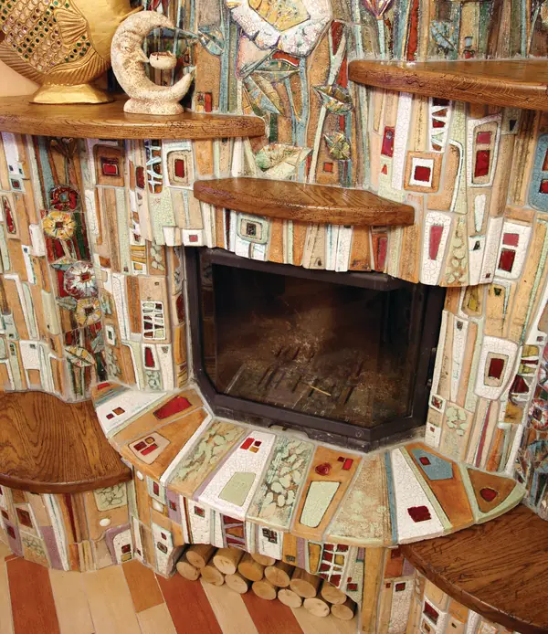 Отделка камина «Цветочная поляна»