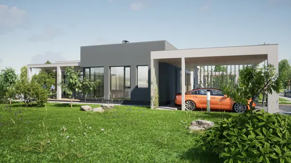 Индивидуальный жилой дом м плоской кровлей