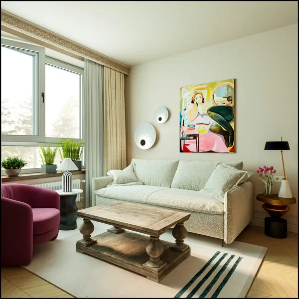 Необычная яркая современная классика на 60 м2 в квартире от ПИК