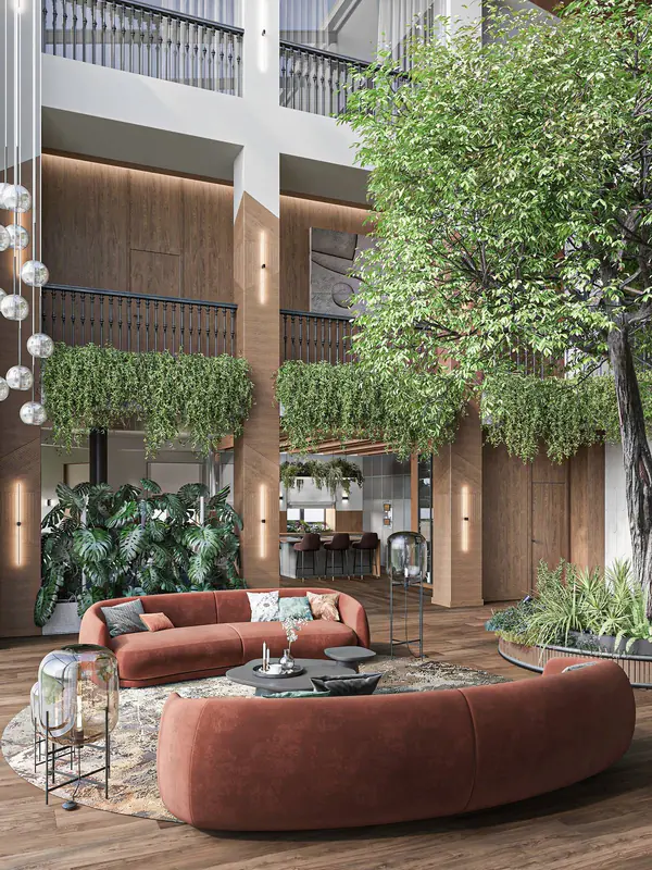 Интерьер гостиной со вторым светом