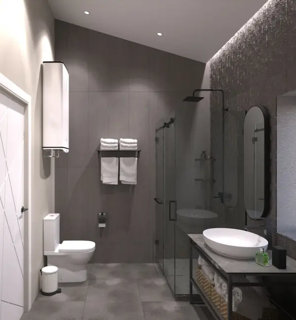 Визуализация санузла для проекта гостевого дома барнхауз