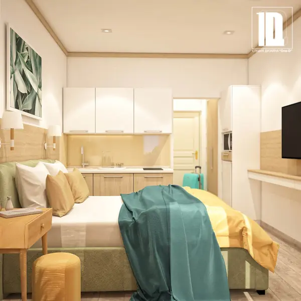 Спальня, кухонная зона