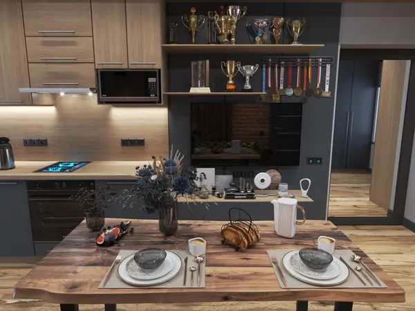 Дизайн проект кухня-гостиная