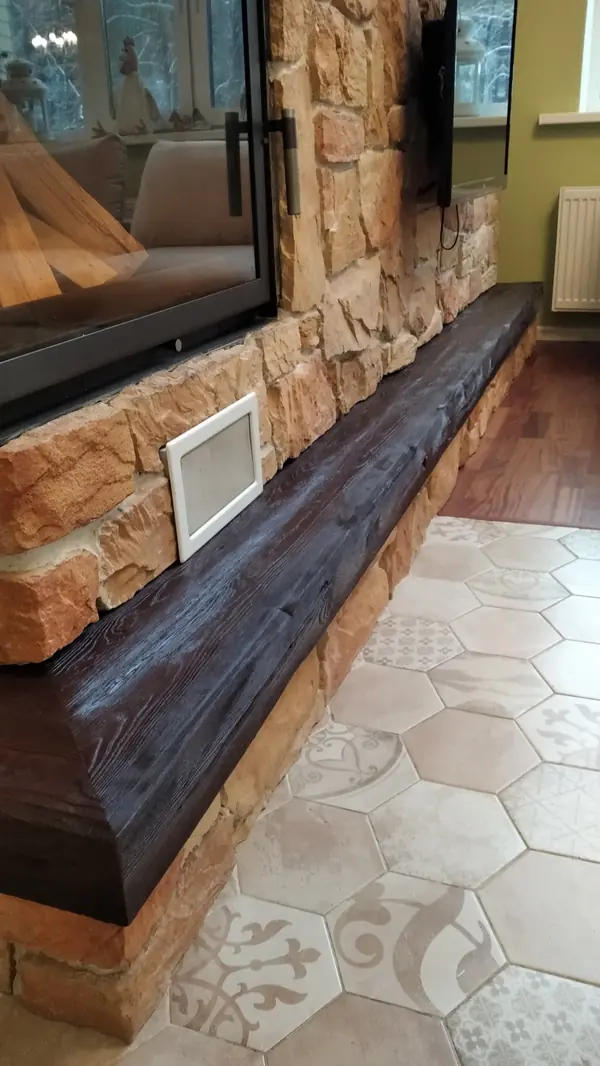 Декор камина деревом под старину - Барский Луг