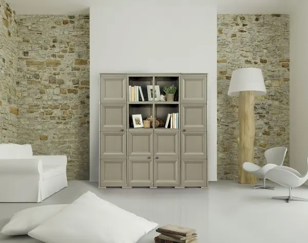 Шкаф из пластика с поверхностью стилизованной под дерево