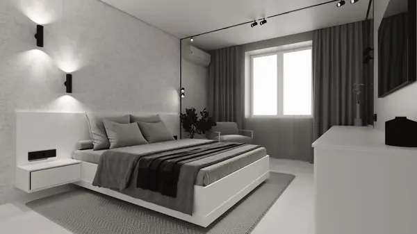 Монохромный минимализм в дизайне квартиры 100 кв. м. для семейной пары