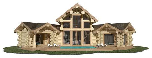 L-012. Post & Beam и рубленное бревно. Приусадебный комплекс с СПА