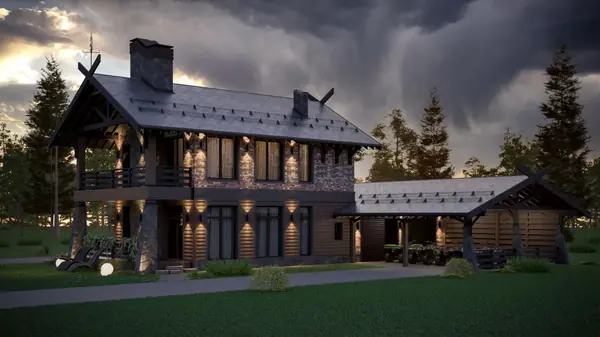 Дом с парилкой в стиле Шале