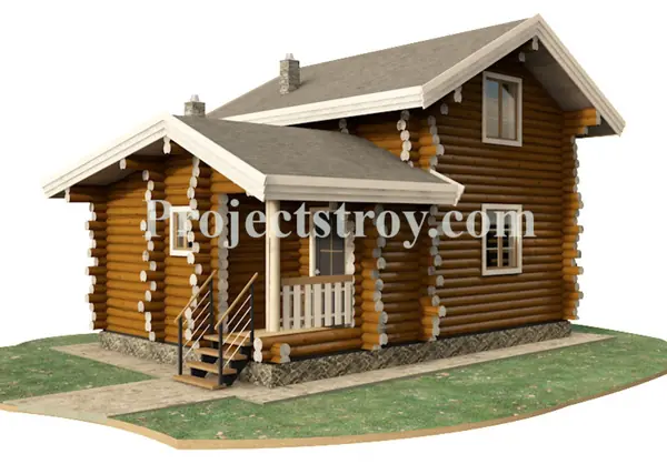 Проект бани из оцилиндрованного бревна под дикий сруб