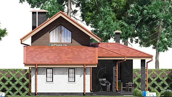 Проект дома с мансардой 10х14 м S109м2 F-15443