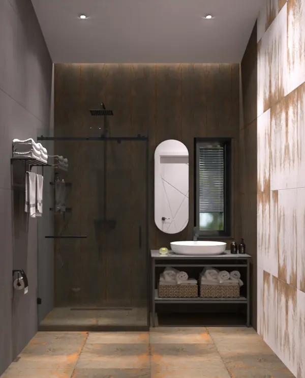 Визуализация санузла для проекта гостевого дома барнхауз