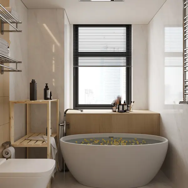 Стеллаж деревянный  БОР 1 в ванной