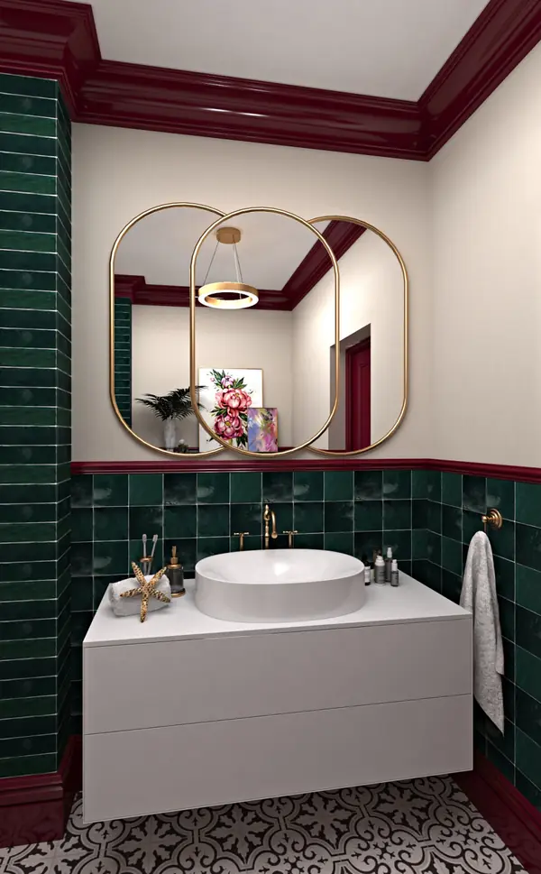 Ванная комната "Яркая классика" в частном доме