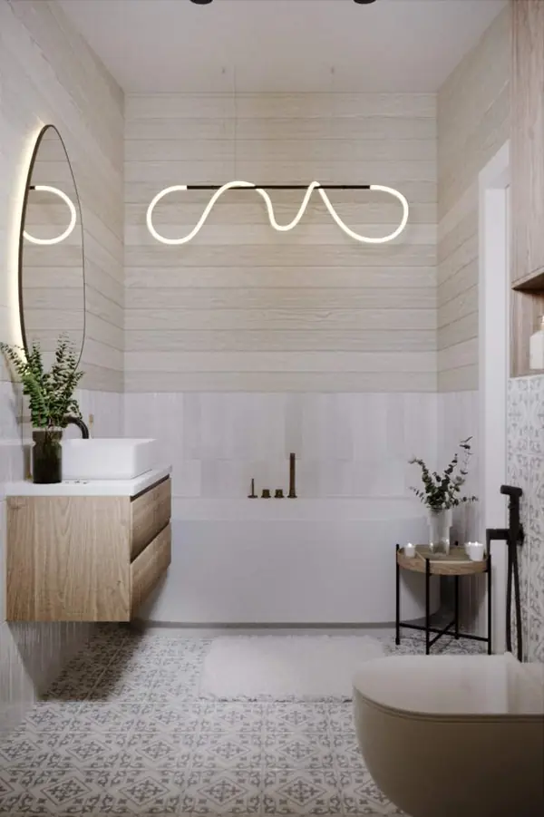 Дизайн ванной комнаты в доме из бруса