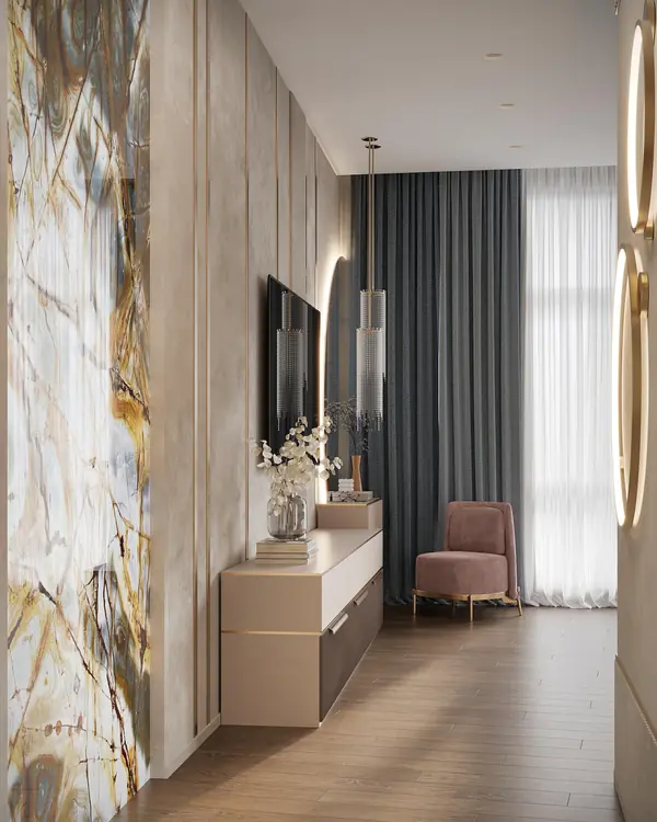 Роскошный дизайн квартиры в стиле современная классика в ЖК "Квартал Лахта парк"