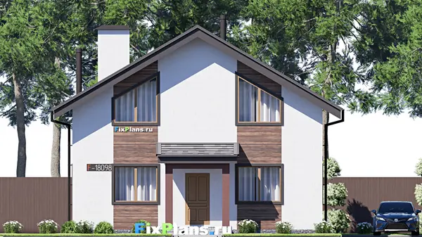 Проект дома с мансардой 10х10 м S128м2 F-18098