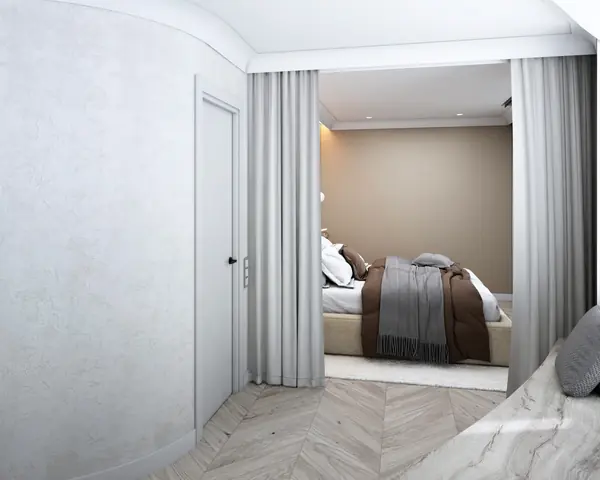 Спальня с кабинетом Интересная геометрия