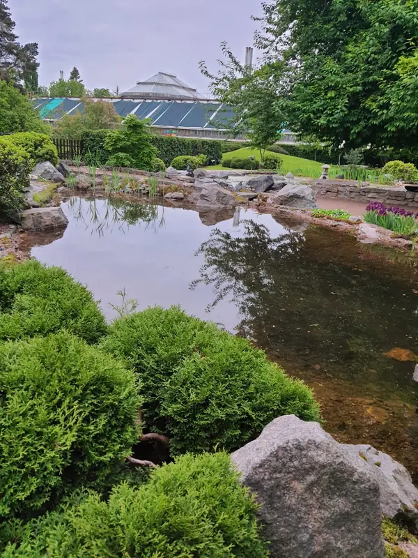 Декоративный фонтан в японском стиле в Ботаническом саду Петербурга