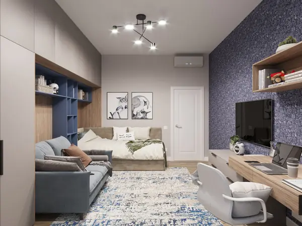 Детская комната в синих тонах