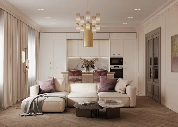 Проект Кухни-гостиной, 31 кв.м  ЖК "Настоящее", Москва