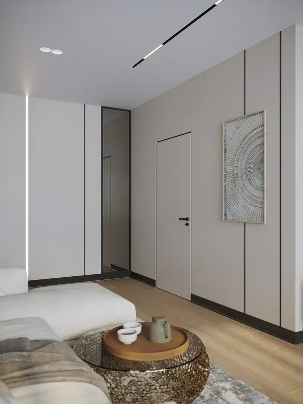 Дизайн кухни-гостиной в природных цветах