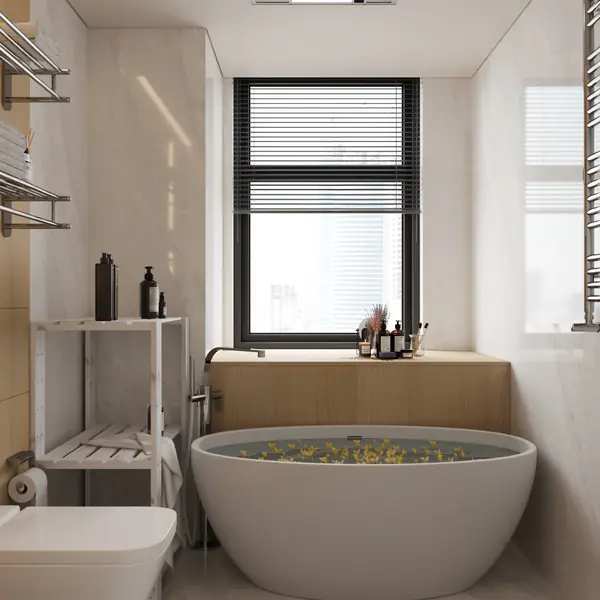 Стеллаж деревянный  БОР 1 в ванной