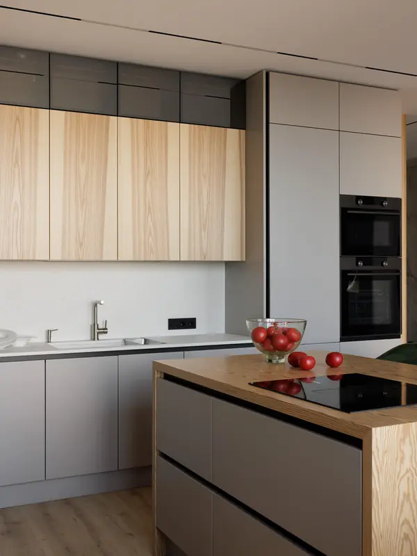 Современная квартира с бордовыми акцентами в ЖК "Притяжение" - 146 м2