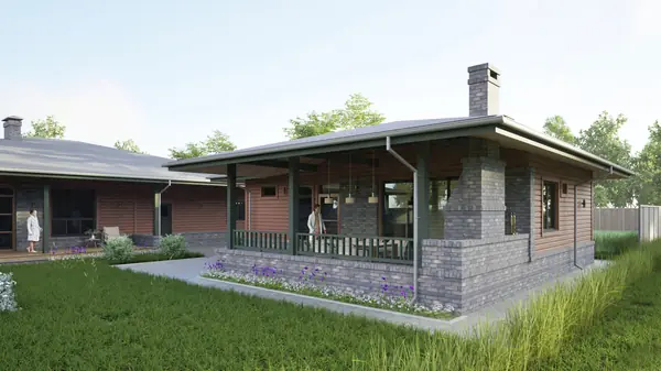 Индивидуальный жилой дом деревянной конструкции.